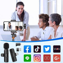 Cargar imagen en el visor de la galería, Micrófono Inalámbrico K9 para Móviles Compatible con iPhone y Android - Calidad Profesional para Vídeos y Podcast - Loomar

