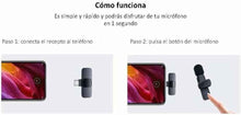 Cargar imagen en el visor de la galería, Micrófono Inalámbrico K9 para Móviles Compatible con iPhone y Android - Calidad Profesional para Vídeos y Podcast - Loomar
