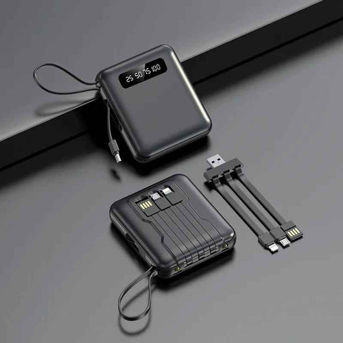 Power Bank 10000mAh con Cable Integrado para Carga Rápida y Portátil - Loomar